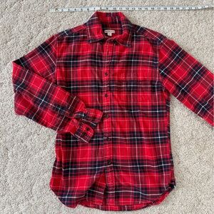 Merona Red Plaid Flannel Button Down Shirt Women’s Size Small 100% Cotton